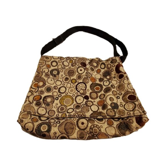 Buttonwood Designs Crossbody Messenger Bag Purse Polkadot Green Brown Tapestry - Picture 4 of 11